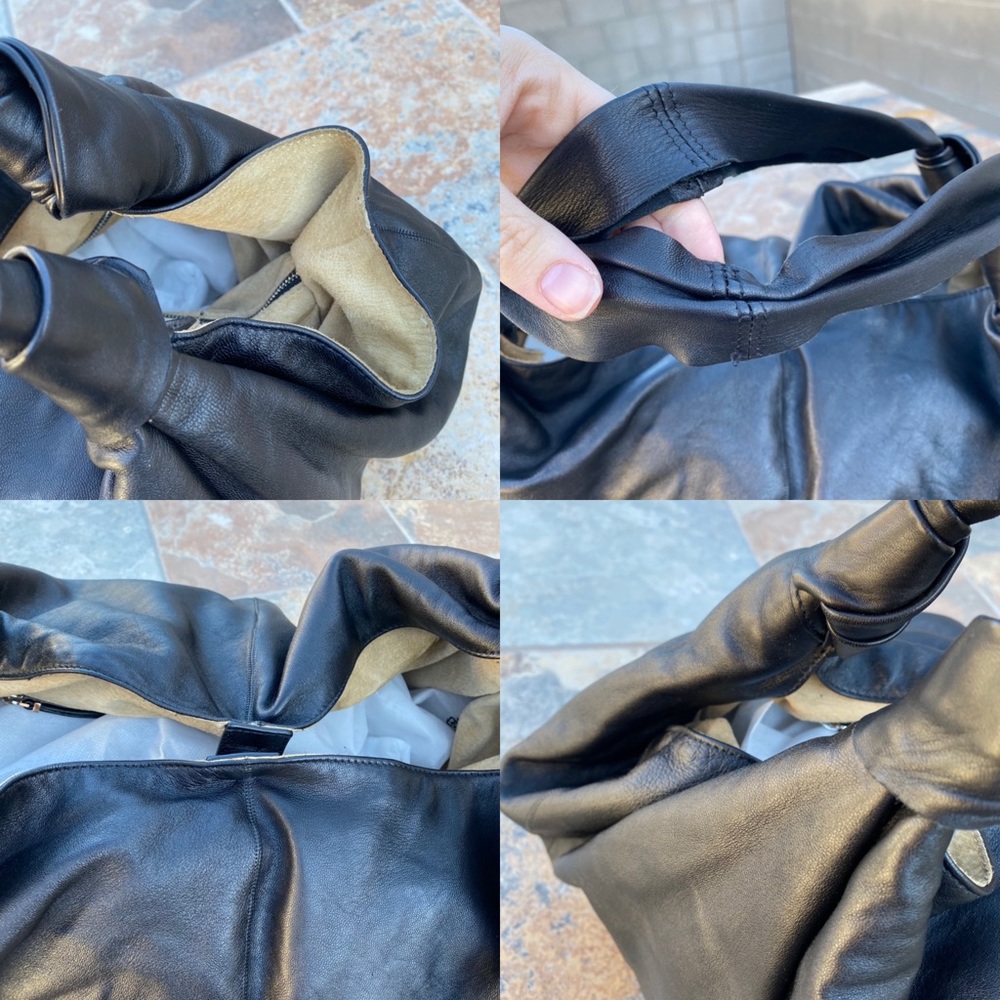 The Row Black Leather Slouchy Shoulder Bag - Picture 9 of 13